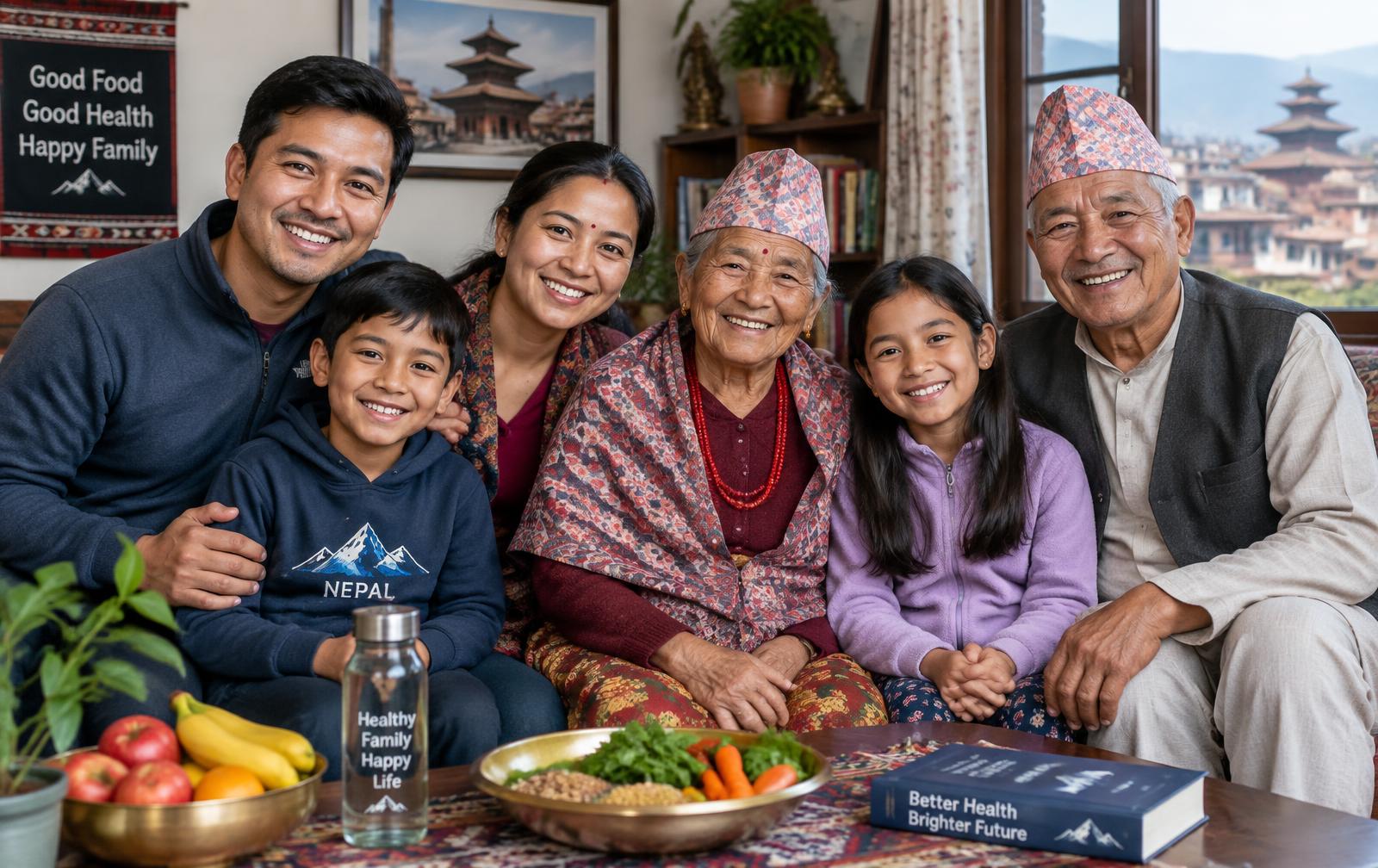 A three-generation Nepali family at home in the Valley